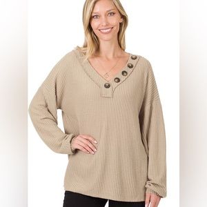 EUC Long sleeve brushed waffle knit top. So soft!